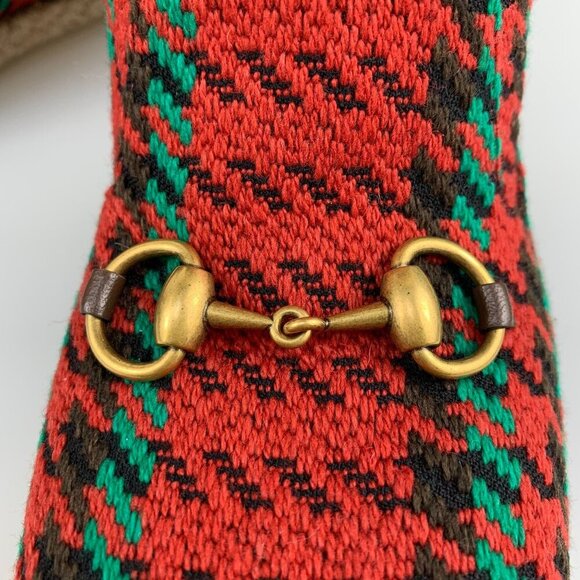 NIB Gucci Women Horsebit Houndstooth Wool Boots In Red SIze 39.5 - Picture 4 of 11